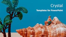  Presentation with seashell - Presentation theme consisting of miniature-big-man-wearing background and a  colored foreground