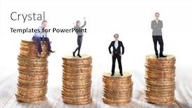  Presentation with standing sitting - Audience pleasing PPT theme consisting of miniature-business-people-sitting backdrop and a white colored foreground