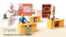  Presentation with people - Amazing presentation theme having miniature-business-people-team backdrop and a yellow colored foreground