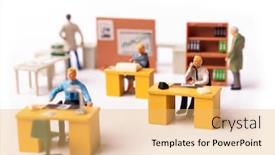 Presentation with team - Audience pleasing presentation theme consisting of miniature-businesspeople-team backdrop and a yellow colored foreground