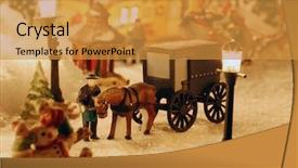  Presentation with amish - Theme having miniature christmas village amish buggy background and a gold colored foreground