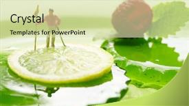  Presentation with golf - Presentation design consisting of miniature golf on fruits background and a soft green colored foreground