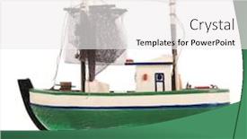  Presentation with white green - Colorful PPT theme enhanced with miniature-green-fishing-trawler-isolated backdrop and a white colored foreground