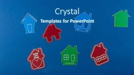  Presentation with property - PPT theme consisting of miniature-house-on-blue-background background and a ocean colored foreground