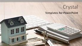  Presentation with desk - Presentation consisting of miniature-house-on-us-dollars background and a lemonade colored foreground