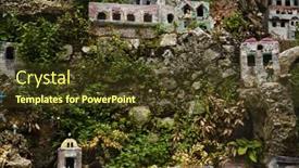  Presentation with rocks - Beautiful slide set featuring miniature-houses-on-the-rocks backdrop and a tawny brown colored foreground