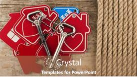  Presentation with real estate prices - PPT theme enhanced with miniature-houses-with-two-vintage background and a coral colored foreground