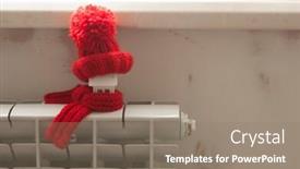  Presentation with house heating - Beautiful slide deck featuring miniature-model-house-with-knitted backdrop and a gray colored foreground