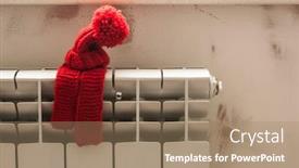  Presentation with house heating - Cool new slide deck with miniature-model-house-with-knitted backdrop and a coral colored foreground