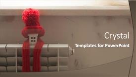  Presentation with house heating - PPT theme enhanced with miniature-model-house-with-knitted background and a violet colored foreground