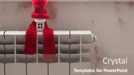  Presentation with house heating - Amazing slide set having miniature-model-house-with-knitted backdrop and a gray colored foreground