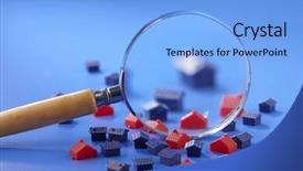  Presentation with house - Beautiful slide deck featuring miniature model house with magnifier backdrop and a light blue colored foreground