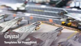  Presentation with runway - Cool new PPT layouts with miniature model of aircraft carrier backdrop and a gray colored foreground