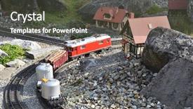  Presentation with railway - Theme featuring miniature mountain railway background and a dark gray colored foreground