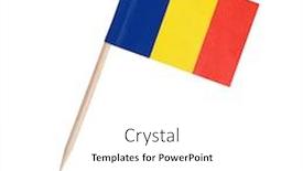  Presentation with romania - Beautiful presentation theme featuring miniature-paper-flag-romania-isolated backdrop and a white colored foreground