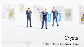  Presentation with business cards - Beautiful slides featuring miniature people business man backdrop and a white colored foreground