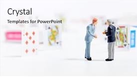  Presentation with business cards - Amazing slide set having miniature people business man backdrop and a sky blue colored foreground