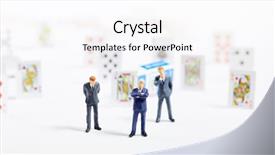  Presentation with business cards - Presentation design consisting of miniature people business man background and a white colored foreground