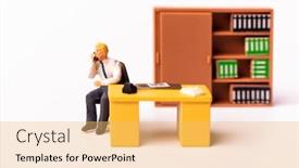  Presentation with telephone - Amazing slide set having miniature-people-businessman-holding backdrop and a yellow colored foreground