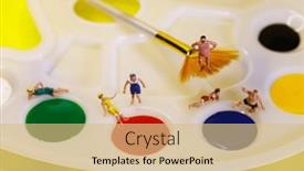  Presentation with paint art - Presentation design enhanced with miniature-people-having-a-beach background and a coral colored foreground