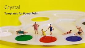  Presentation with paint art - PPT theme enhanced with miniature-people-having-a-beach background and a yellow colored foreground