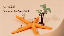  Presentation with starfish - Theme featuring miniature-people-in-swimsuit-relaxing background and a lemonade colored foreground