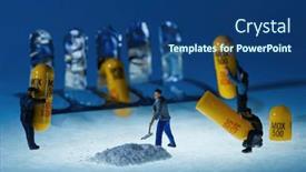  Presentation with antibiotic - PPT layouts having miniature-people-manufacturing-antibiotic-medication background and a ocean colored foreground