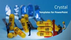  Presentation with antibiotic - Presentation featuring miniature-people-manufacturing-antibiotic-medication background and a ocean colored foreground