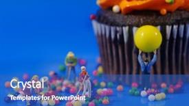  Presentation with messy - Presentation featuring miniature plastic people cleaning up background and a teal colored foreground