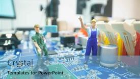 Presentation with repair - PPT theme featuring miniature-repair-man-on-mainboard background and a  colored foreground