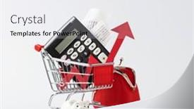  Presentation with consumerism - PPT theme with miniature-shopping-cart-trolley-piggy background and a white colored foreground