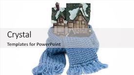  Presentation with house - Colorful theme enhanced with miniature small half-timbered house backdrop and a light gray colored foreground