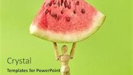  Presentation with green lawn - PPT layouts featuring miniature-wooden-human-mannequin-holds background and a yellow colored foreground