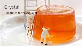  Presentation with jelly - Presentation design having miniature world painters and jelly background and a coral colored foreground