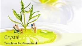  Presentation with peoples - PPT theme with miniature world peoples and vacation background and a yellow colored foreground