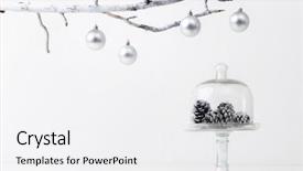  Presentation with silver christmas - Beautiful slides featuring minimal - christmas decoration pine cones backdrop and a white colored foreground
