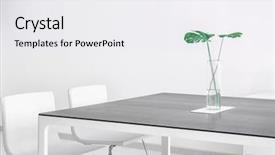  Presentation with chairs - Audience pleasing slides consisting of minimal - modern office interior with big backdrop and a white colored foreground