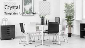  Presentation with chairs - Audience pleasing theme consisting of minimal - modern room interior with big backdrop and a white colored foreground