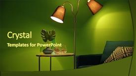  Presentation with decor - PPT theme featuring minimalism paint - armchair lamp and table background and a tawny brown colored foreground