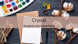  Presentation with artistic artist art brush - PPT layouts featuring minimalism paint - artistic workplace mock up background and a coral colored foreground