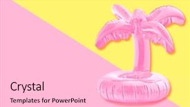  Presentation with paint pastel - Slide deck consisting of minimalism paint - pink tropical inflatable palm toy background and a light gray colored foreground