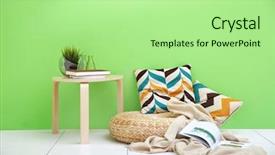  Presentation with wicker - Amazing presentation design having minimalism paint - table and wicker cushion backdrop and a mint green colored foreground