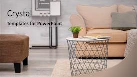  Presentation with living room - Presentation consisting of minimalism picture - interior of living room background and a  colored foreground