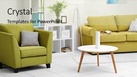  Presentation with interior design yellow and green - PPT layouts with minimalism picture - living room interior with green background and a soft green colored foreground