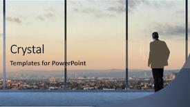  Presentation with downtown los angeles - Beautiful theme featuring minimalist - businessman looking at los angeles backdrop and a lemonade colored foreground