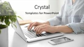  Presentation with kitten computer - Colorful PPT layouts enhanced with minimalist - woman working on computer backdrop and a white colored foreground