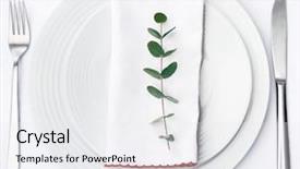  Presentation with minimalist - PPT theme having minimalist dinner place setting green background and a white colored foreground