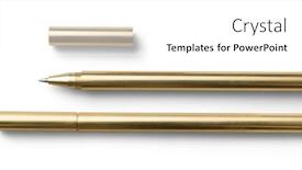  Presentation with minimalist - Presentation theme featuring minimalist-golden-brass-ballpoint-pen background and a white colored foreground
