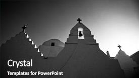  Presentation with minimalist - Audience pleasing presentation consisting of minimalist greek church detail backdrop and a dark gray colored foreground