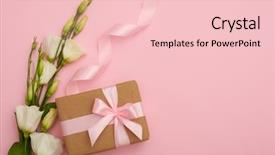  Presentation with purple orchids pink flowers orchid - Amazing slide deck having minimalist green - handmade present box with eustoma backdrop and a lemonade colored foreground